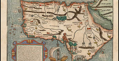 1757 2 La Table& Descriptionuniuersseledetoutel' Afrique  Sebastian Munster 1556