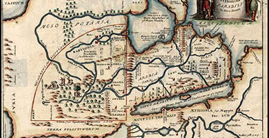 2442  Situs Chorographiaet Flumina Paradisiin Terra Canaan- Philipp Cluver1711