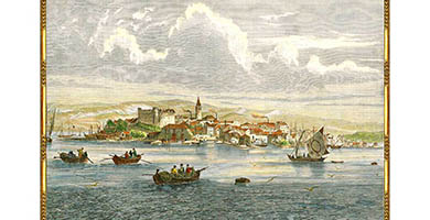 3850 4 Kopar 35x24 Vueduportde Capo D' Istria  Haase  Gottlieb Christian Wilhelm 1867a