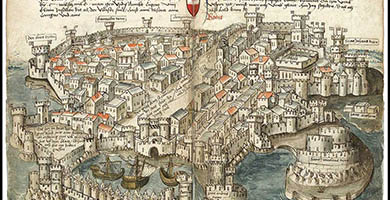 3774  Rodos  Beschreibungder Reisevon Konstanznach Jerusalem  Konradvon GrÃ¼nenberg 1487