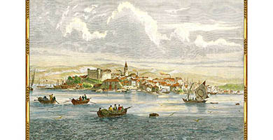 4413 4 Kopar 35x24 Vueduportde Capo D' Istria  Haase  Gottlieb Christian Wilhelm 1867a