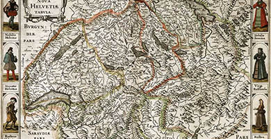 4590  G S Z-019 Helvetiae Descriptio Abraham Ortelius1584