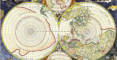1736 61a Les Deux Poles Arcticqueou Septentrionalet Antarcticqueou Meridional  Nicolas Sanson 1690
