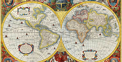 0103 15 Nova Totius Terrarum Orbis Geographicaac Hydrographica Tabula H. Hondio1630