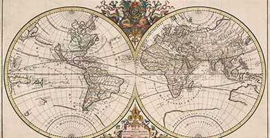 0208 65 Mappe- Monde Geo- Hydrographique  Alexis Hubert Jaillot 1696