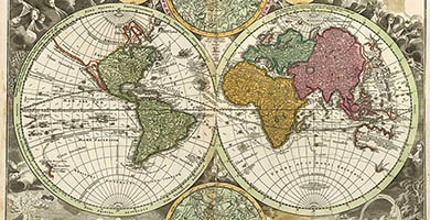 0254 2a Johann Baptist Homann Planiglobii Terrestris Cumutroq Hemisp1706