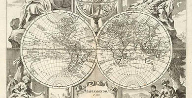 0257 30 Mappamondo osiadescrizionegeneraledelgloboterrestreedacquatico- Guillaumede L' Isle1740