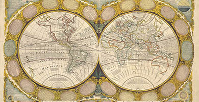 0274 42a Anewandcorrectmapoftheworld- Trade Winddirections Wilkinson  Robert1770